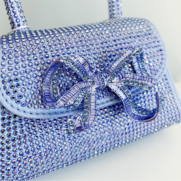 SELF PORTRAIT Mini Bow Crystal Embellished Silk Purse - Picture 3 of 10